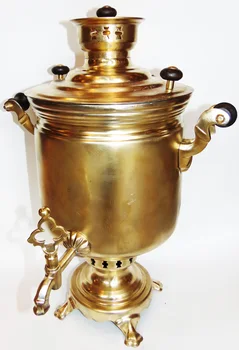 

Samovar Tula. Shape: jar. Material: polished brass. Volume: 7 liters. Manufacturer: Factory