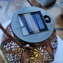 Solar-Lanterns Garden-Lights-Decor Fence Handle Hanging Tree Patio Bronze Retro Hollow