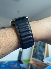 Correa de enlace de cuero para Apple watch, banda de 44mm, 40mm, 38mm, 42mm, pulsera de bucle magnético original, iWatch seires 3, 5, 4, 6 SE