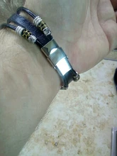 Pulsera de cuero para hombre y mujer, brazalete de joyería con varias capas, estilo Punk turco, mal de ojo, de acero inoxidable