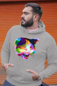 

Angemiel Wear Colorful Smiley Cat Gray Men 'S Hooded Sweatshirt