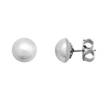 

Earrings 925 silver m Rhodium Pearl mabé cultured 10-11 [9382]