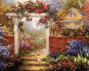 

Blooming estate, 40*50 cm painting coloring by numbers on canvas Snow White 317-AB