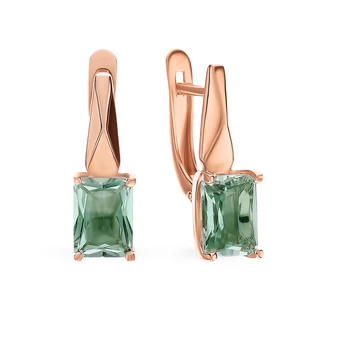 

Gold earrings with amethyst and празиолитами sunlight sample 585