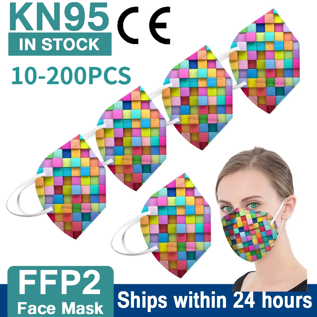 Маска клетчатая Ffp2 5 слоев 10-200 шт. CE Kn95 | Красота и здоровье
