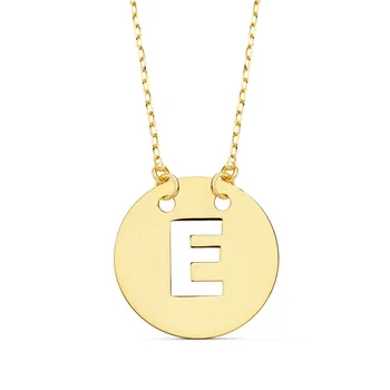 

Choker 18k gold chain 42cm. Forced pendant letter E sheet 15mm. Openwork