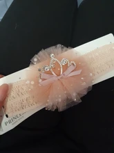 Balleenshiny infantil banda de pelo de tres dimensiones corona aleación Diamante de imitación diadema bebé niña de malla elástica diadema turbante