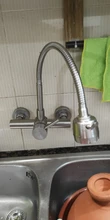 Kitchen Faucet Sink-Tap Mixers Wall-Mounted Stainless-Steel Double-Holes Flexible Swivel