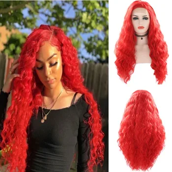 

RONGDUOYI Kinky Curly Wig Synthetic Lace Front Wigs for Women Heat Resistant Hair Half Hand Lace Wigs Daily Use Wig Side Part