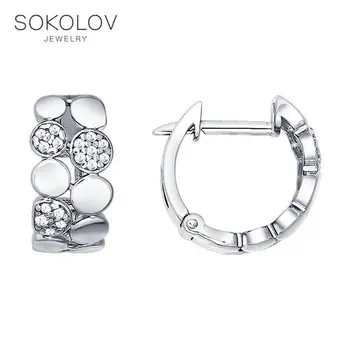 

SOKOLOV drop earrings with stones in rhodium silver with cubic zirconia fashion jewelry 925 women's male, long earrings