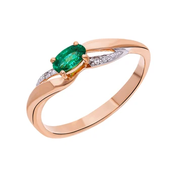 

Gold ring with emeralds and diamonds sunlight sample 585