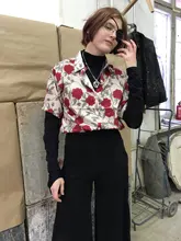 Blusa holgada Vintage de manga corta para verano, camisa con estampado de rosas Harajuku, estilo coreano