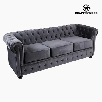 

3 Seater Chesterfield Sofa Velvet Grey - Relax Retro Collection by Craftenwood