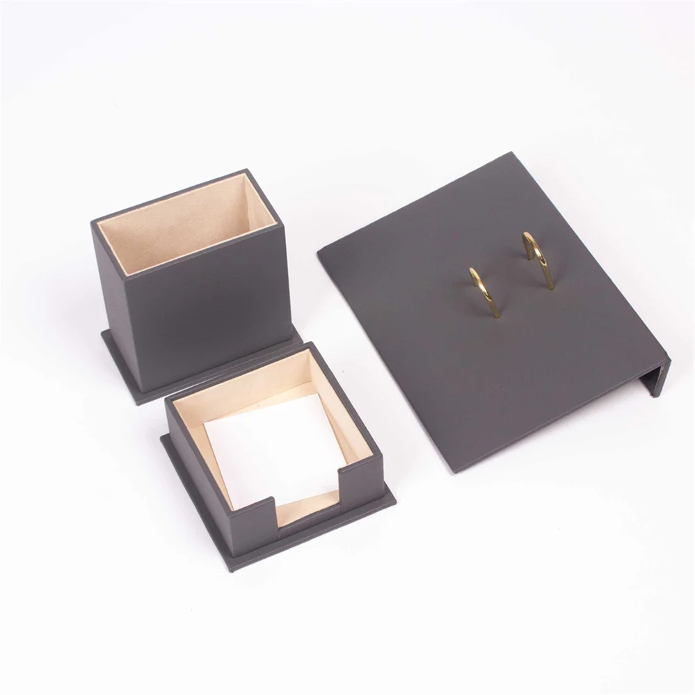 Grey Трехместный Рабочий стол Set / Pen Box, календарь держатель, держатель для бумаги Примечания - Цвет: Grey