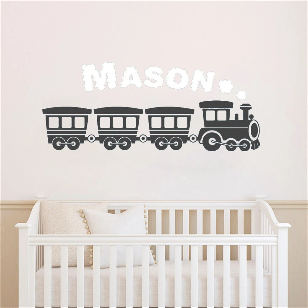 

Personalized Name Wall Stickers For Kids Room Decals Removeable Vinyl Train Murals Nursery Bedroom Decoration Poster DW13261