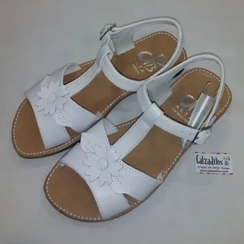

Leather sandals white female child, D'Bebé High Collection