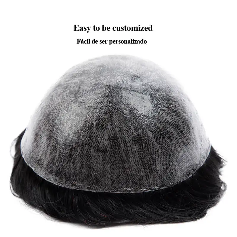 Male Hair Prosthesis 0.1mm Injection Skin Toupee Men  6” Wigs For Men 100% Human Hair  System Unit Men's Natural Hair Wig 4