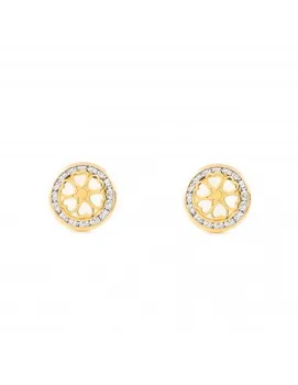 

Earrings Gold girl round hearts Pearl fence zircon (9Kts)