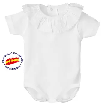 

Calamaro, bodysuit for baby girl in white or beige with frills, Sizes/1-24M, Summer collection 2020