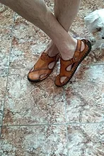 Sandalias clásicas de verano para hombre, zapatos de piel auténtica suaves transpirables, sandalias romanas para playa, zapatillas bohemias