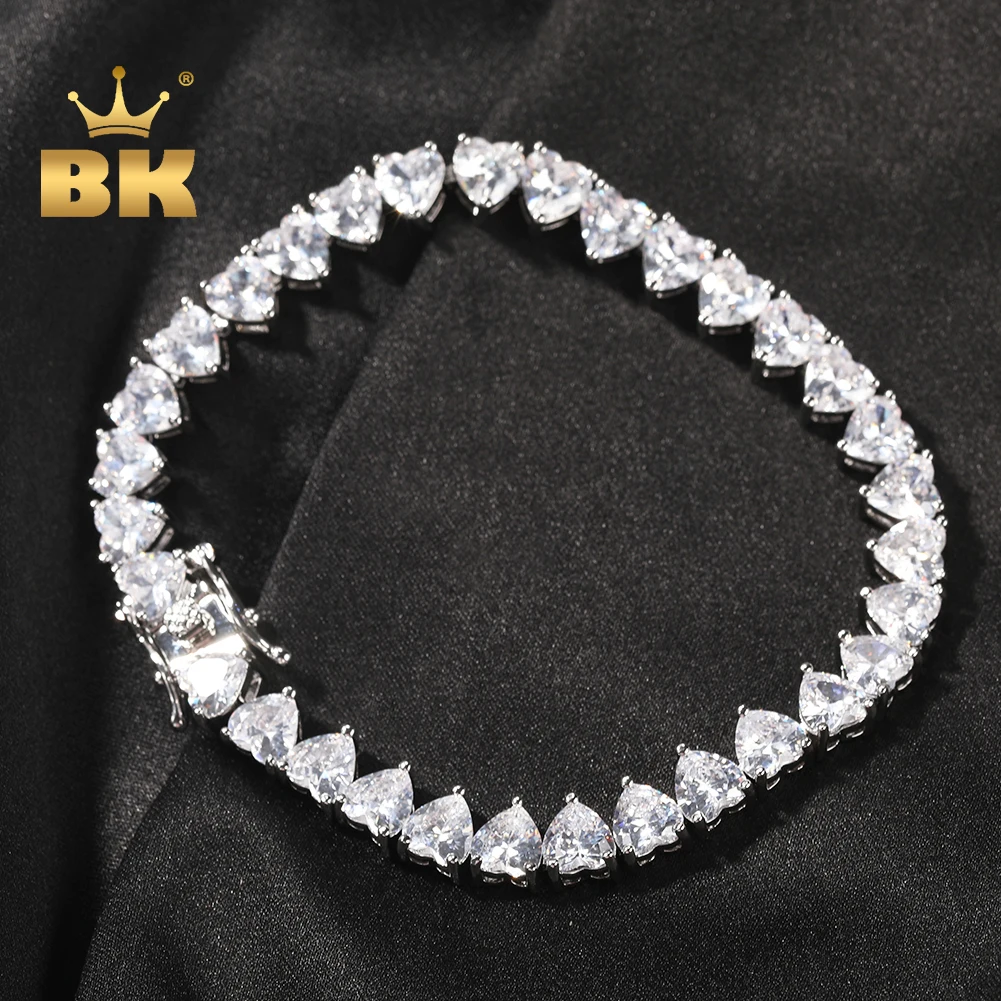 

THE BLING KING Vintage Heart 7mm Tennis Bracelet Prong Setting CZ Luxury Iced Out Shiny Cubic Zirconia Necklace Hiphop Jewelry