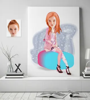 

Personalized Women 'S Caricature Of Canvas table (70x100 cm.) 32