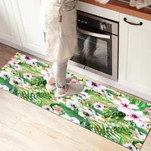 Else, белые цветы, тропические зеленые листья, 3d принт, Нескользящие, микрофибра, для кухни, современный, декоративный, моющийся коврик