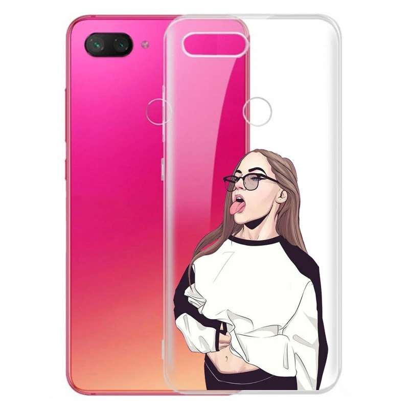 Чехол-подставка гелевый TPU Xiaomi mi 8 | mi 8 Lite женские очки с язычком Rabit модный прозрачный костюм
