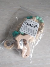 Mordedor de madera orgánico para bebé, mordedor en forma de Animal Natural, juguete de dentición, cuentas de silicona, regalo para bebé recién nacido, 2 uds.