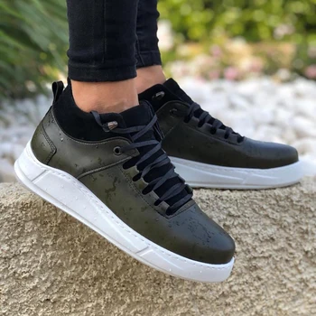 

BA0006 Laced Khaki Green Casual Men Sports Half Ankle Boot
