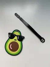 Tarjeta de equipaje de silicona con dibujos de aguacate, etiqueta de viaje, accesorios de viaje