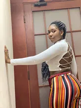 Womon-Camiseta de algodón calada para mujer, tops sexys de vendaje con espalda descubierta de manga larga, tops Harajuku ajustados, ropa de calle de punto