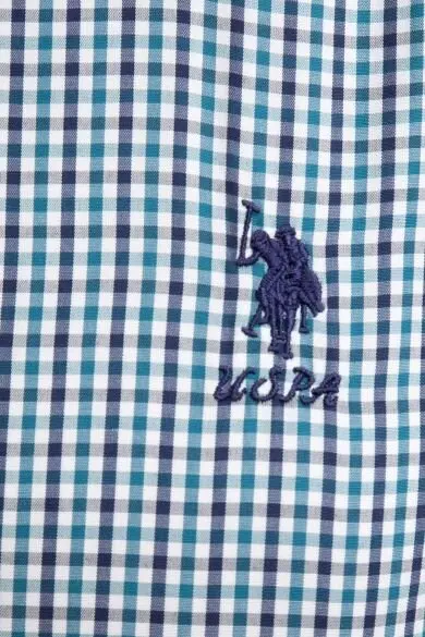 U.S. POLO ASSN. Синяя квадратная Узкая рубашка