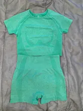 Gym Clothing Shirt Sportswear Short-Sleeve Yoga-Suit Crop-Top Workout-Shorts Seamless