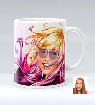 

Personalized Women 'S Abstract Caricature Of White Mug Bardak-9