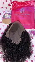 Cynosure-pelucas de cabello humano con encaje frontal para mujeres negras, Remy, rizado, brasileño, prearrancado, cierre de encaje, 13x4/13x6