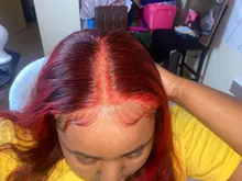Topodmido 13x4 Color rojo del pelo humano del frente del cordón pelucas con minimechones resaltar el Color de cabello Remy brasileño peluca con malla frontal para las mujeres