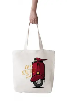 

Angemiel Bag Large Life is Beautiful Ride Shopping Beach Tote Bag