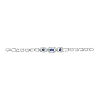 

925 sterling silver bracelet with stones: GT sapphire, diamond, womens bracelet, fashion jewelry, female.