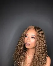 Color rubio rizado 13X4 frente de encaje pelucas de cabello humano Pre arrancado 180% brasileño encaje Frontal pelucas de cabello Remy rizado para las mujeres