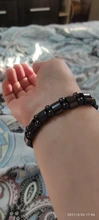 Pulsera magnética elástica de cuentas sencillas, brazalete de cuentas negras, joyería de salud