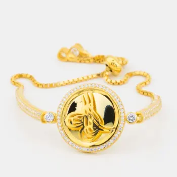 

925 Sterling Silver Ottoman Gold Plated Monogram With Lift Bracelet