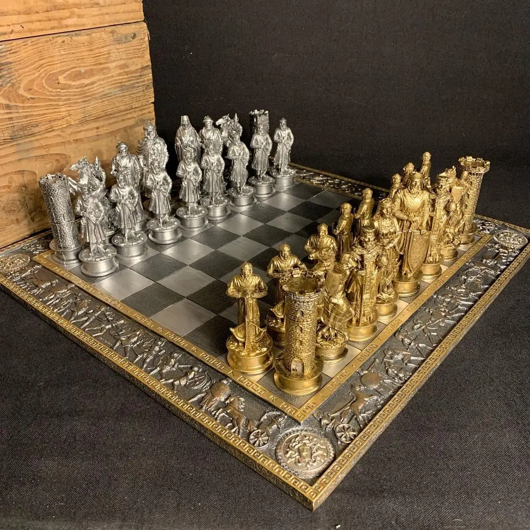 골동품 럭셔리 품질 큰 체스 폴리 에스터 장식 홈 장식 및 선물 게임 세트 크기 43x43