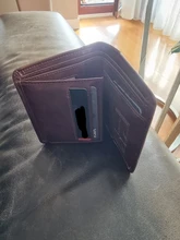 Cartera antirrobo RFID para hombre, tarjetero pequeño de cuero genuino, 3 pliegues, 2021