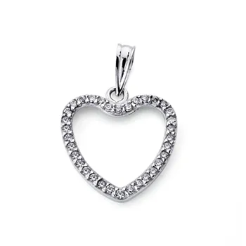 

Pendant 18k white gold cubic zirconia heart 18mm. [7477]