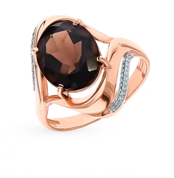 

Gold ring with раухтопазами and cubic zirconia sunlight sample 585