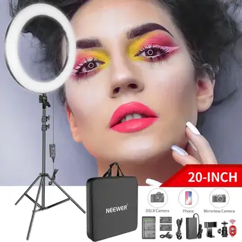 

Neewer 20-inch LED Ring Light Kit for Makeup Youtube Video Blogger Salon with Battery or DC Power Option,Phone Clamp and Stand