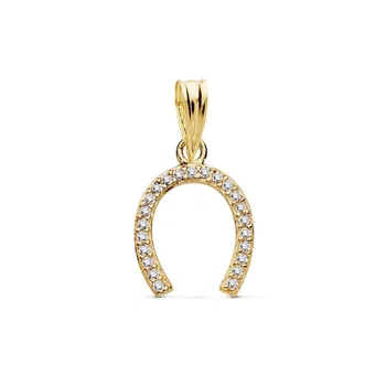 

18k gold pendant reason Horseshoe 12mm. Zircons [AC0106]