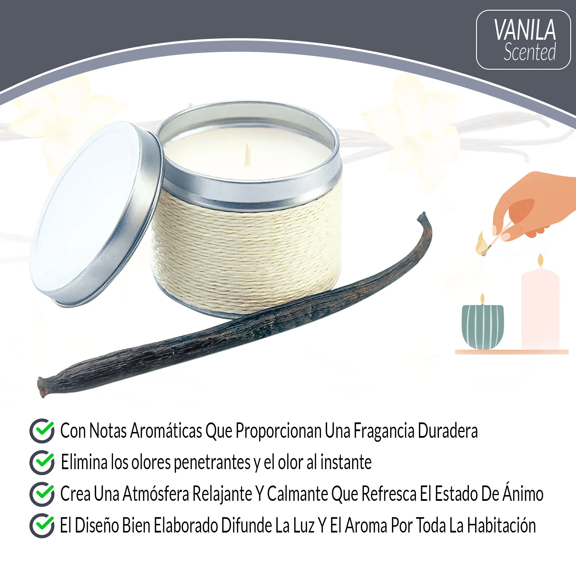 Vela Anidancia Vainilla-Dettagli, Regali E Regali Per Bodas, Aac Izos, Comunità Baratos Y Originales Invitados