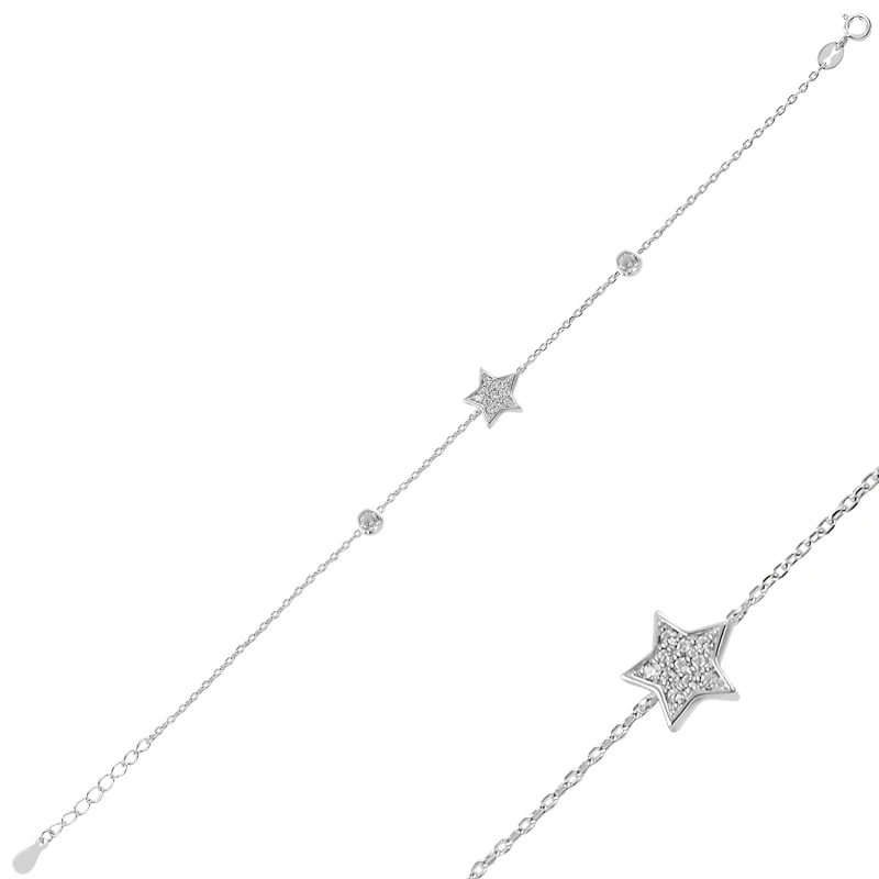 

Silver 925 Sterling Zircon Cubic Zirconia Star Bracelet